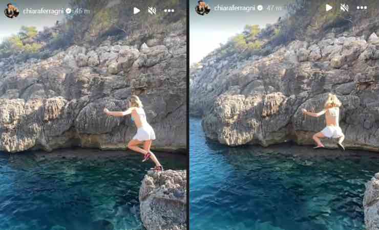 tuffo chiara ferragni scogliera