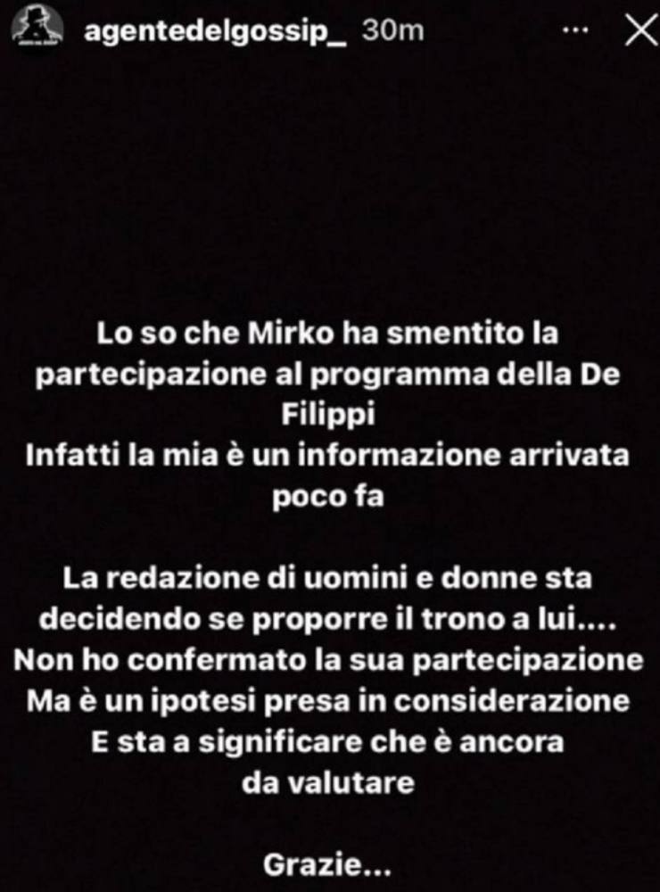 mirko brunetti indiscrezione uomini e donne