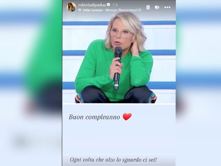 Roberta Di Padua, la dedica per Maria De Filippi