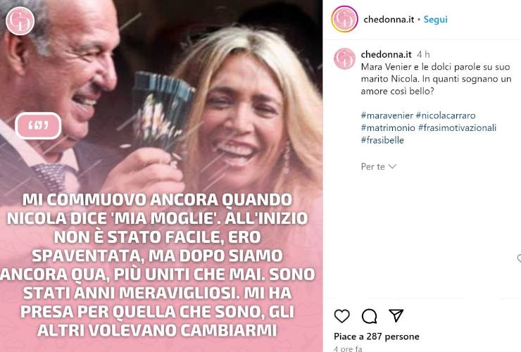 mara venier parole per il marito