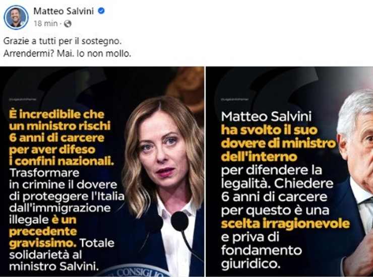 Il centrodestra difende Salvini