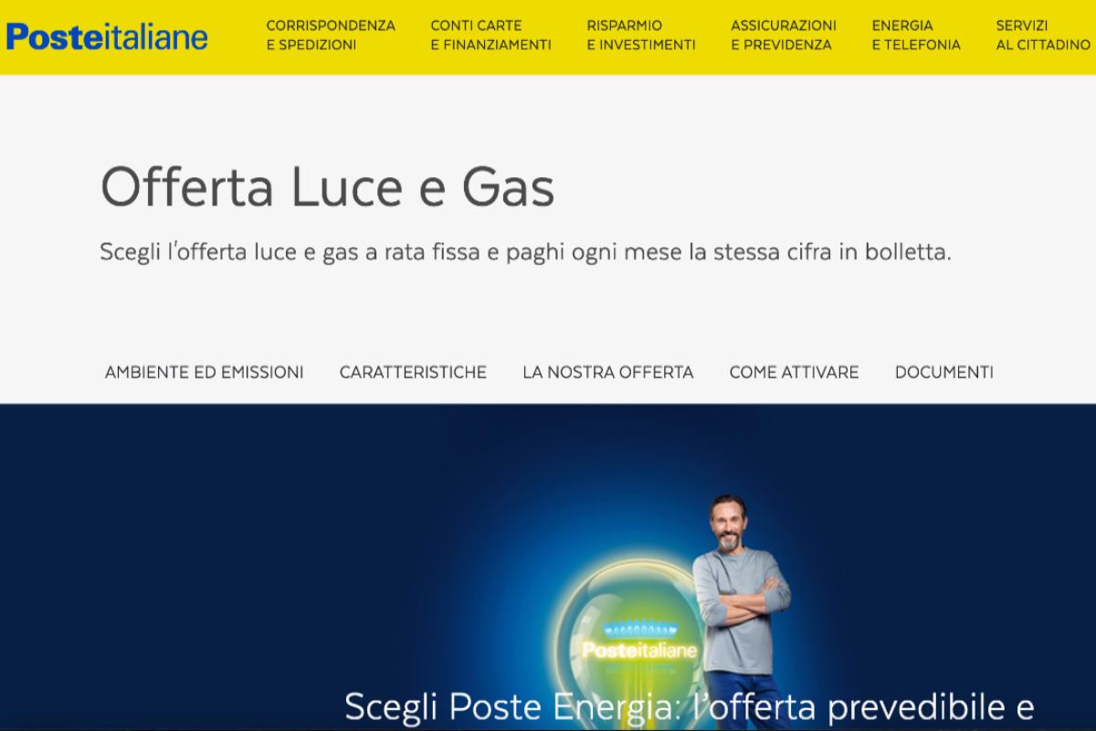 Offerta luce gas: quanto costa la materia prima con Poste italiane