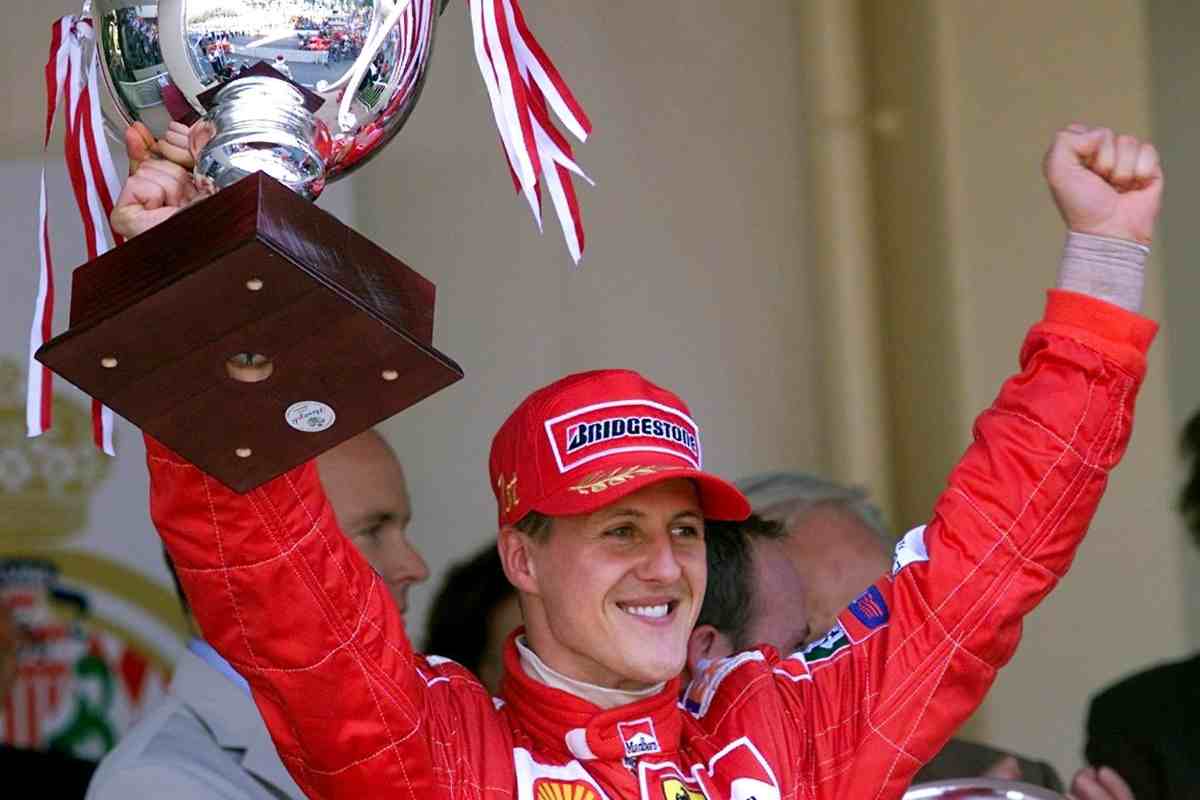 Michael Schumacher dopo un trionfo